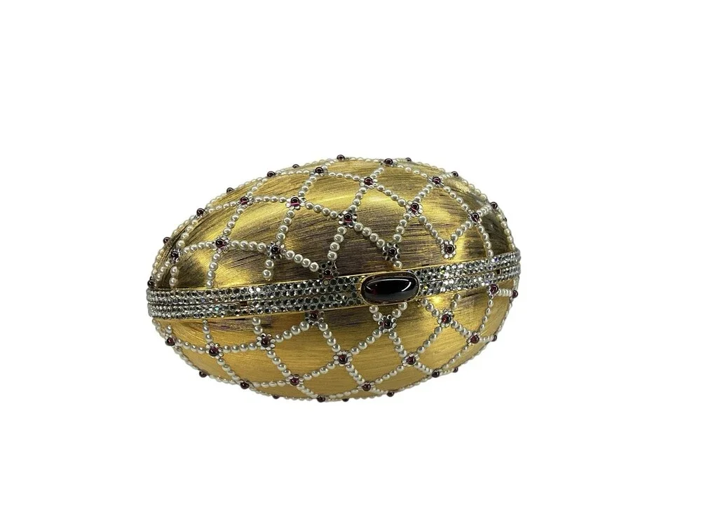 Judith Lieberman Swarovski Metal Faberge Egg Minaudiere